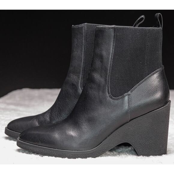 Aerosoles Mylo Black Leather Wedge Ankle Boots Womens Size 11rac - Picture 13 of 16